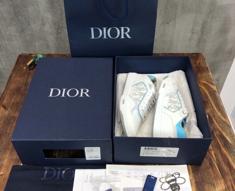 Giày Dior B27 Low White Light Blue họa tiết Dior Oblique Galaxy Like Auth