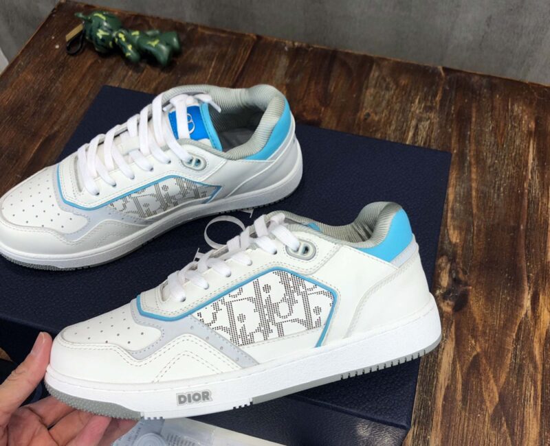 Giày Dior B27 Low White Light Blue họa tiết Dior Oblique Galaxy Like Auth