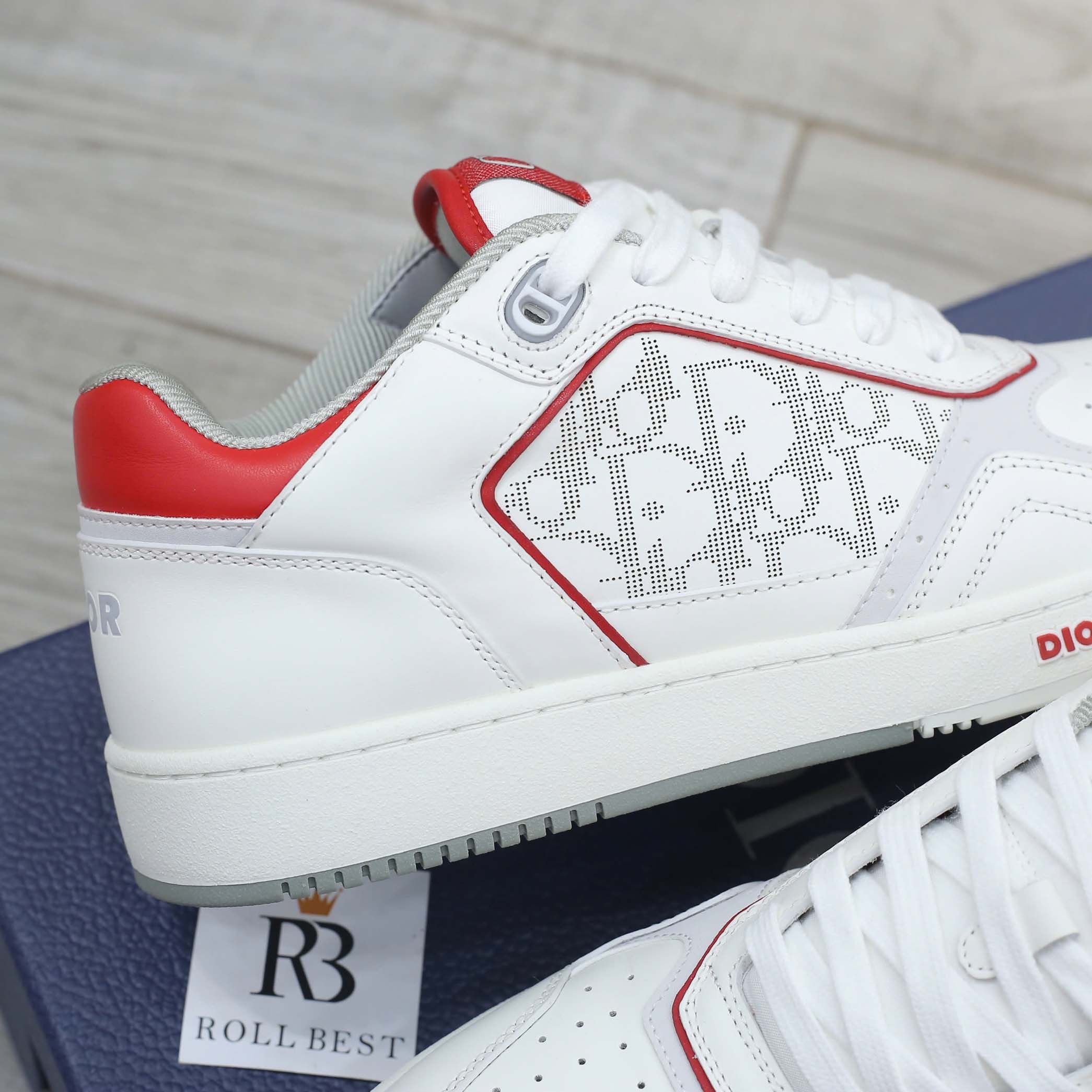 Giày Dior B27 Low White Red họa tiết Dior Oblique Galaxy Like Auth