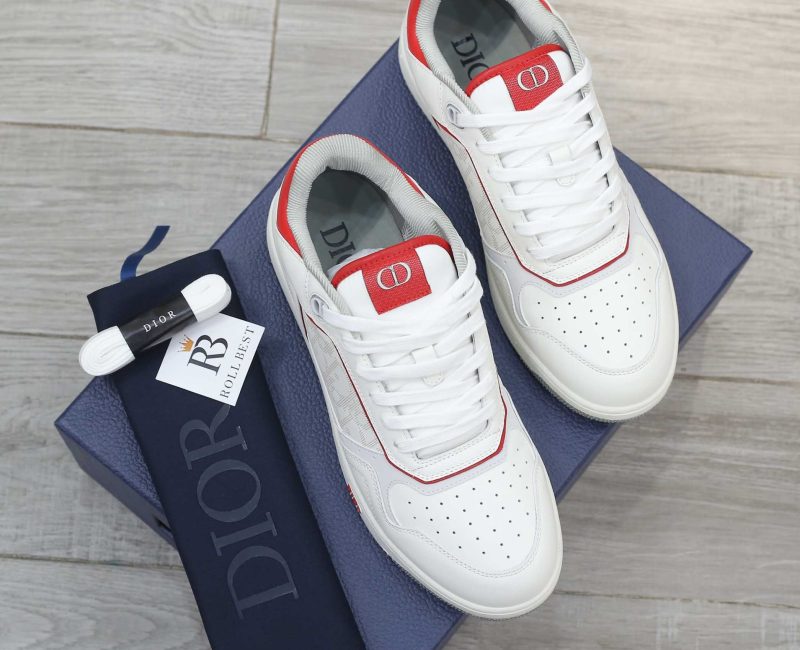Giày Dior B27 Low White Red họa tiết Dior Oblique Galaxy Like Auth