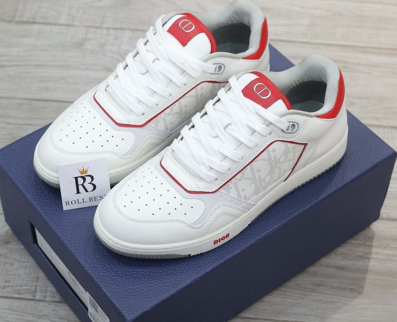 Giày Dior B27 Low White Red họa tiết Dior Oblique Galaxy Like Auth