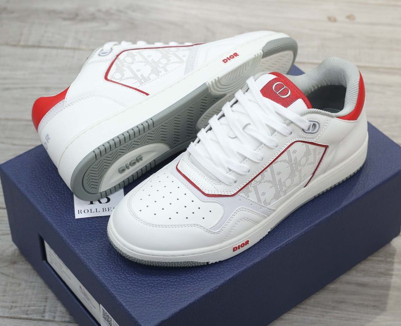 Giày Dior B27 Low White Red họa tiết Dior Oblique Galaxy Like Auth