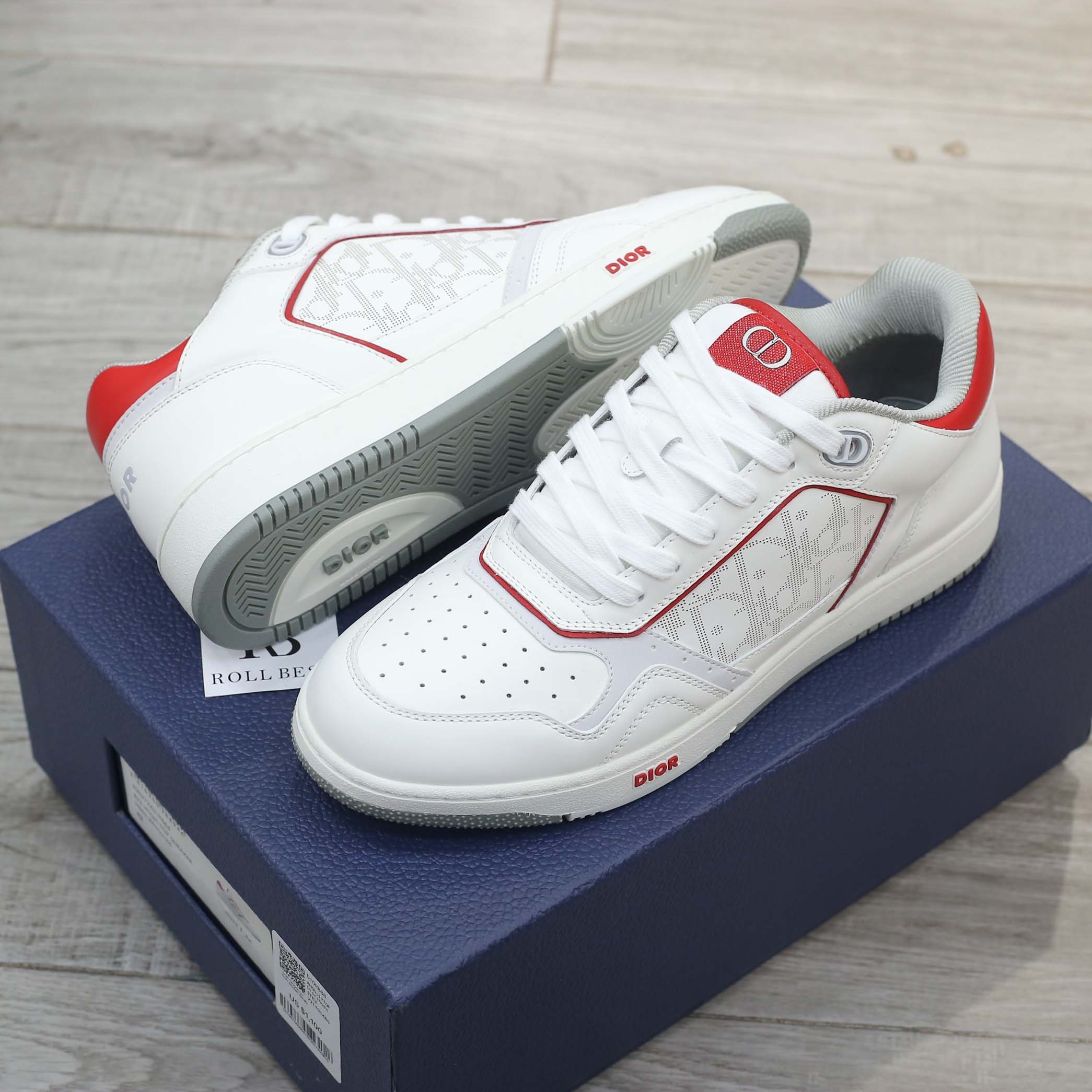 Giày Dior B27 Low White Red họa tiết Dior Oblique Galaxy Like Auth