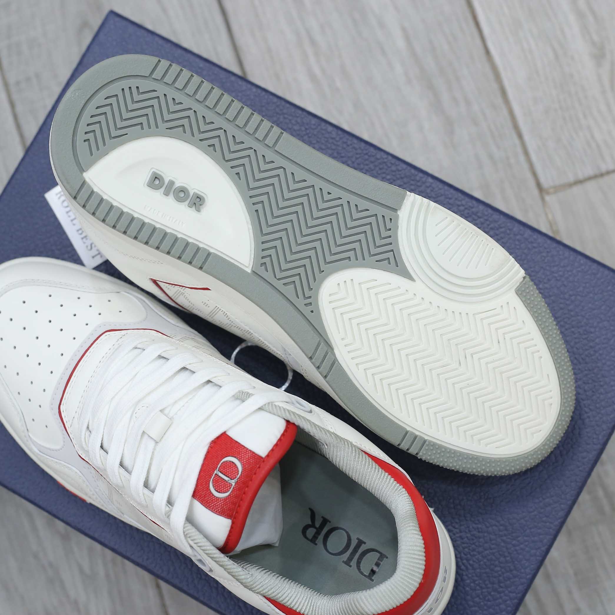 Giày Dior B27 Low White Red họa tiết Dior Oblique Galaxy Like Auth