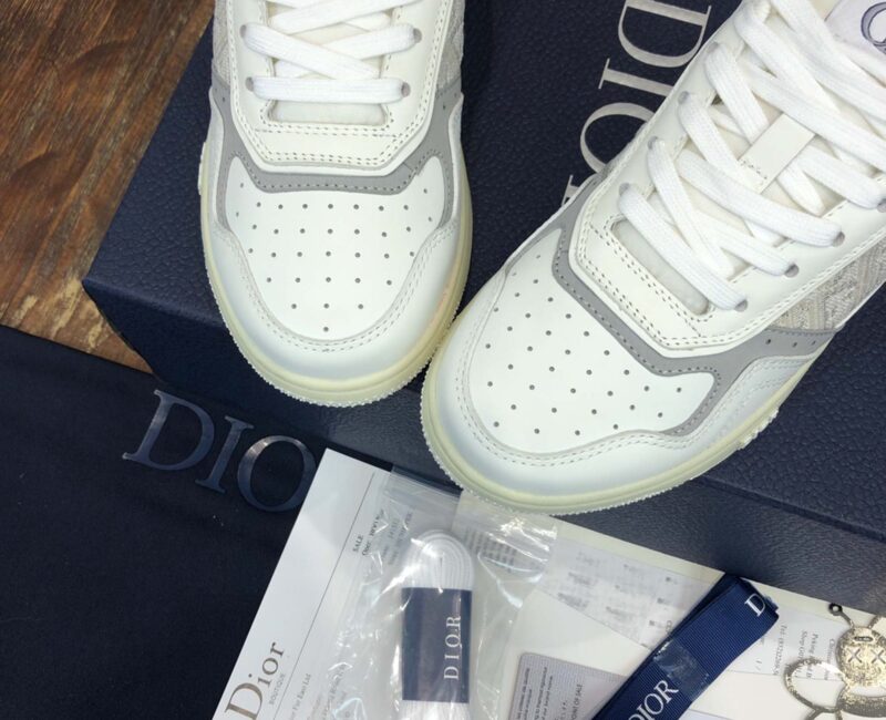Giày Dior B27 White họa tiết vải Off-White Dior Oblique Jacquard Like Auth