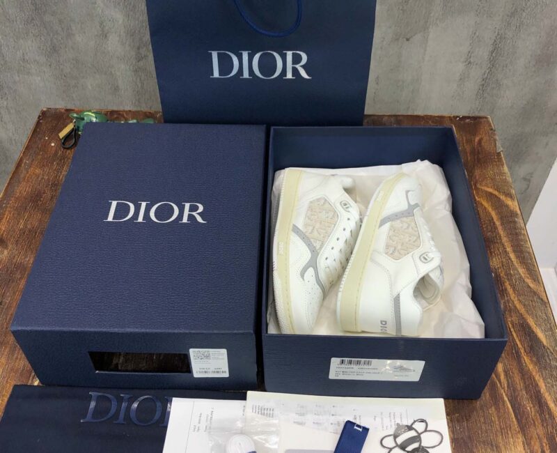 Giày Dior B27 White họa tiết vải Off-White Dior Oblique Jacquard Like Auth