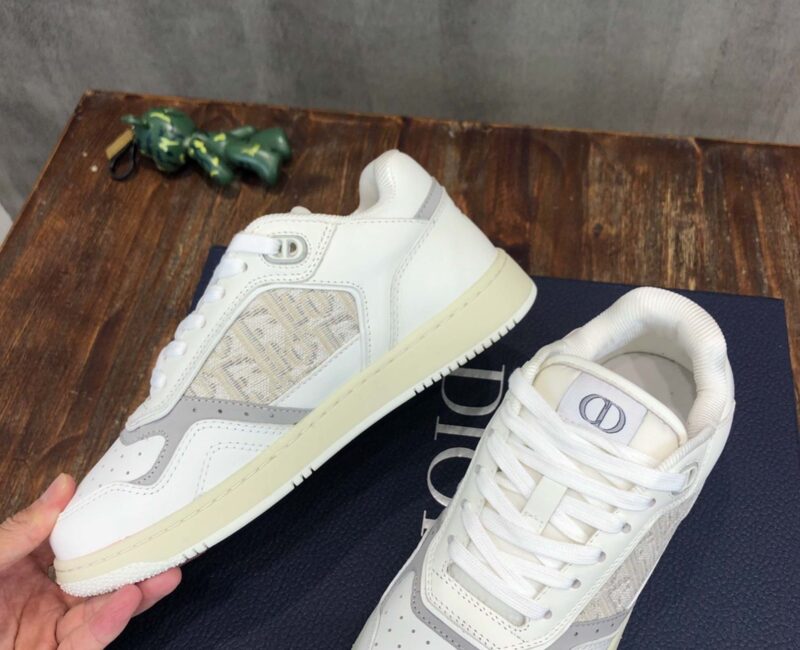 Giày Dior B27 White họa tiết vải Off-White Dior Oblique Jacquard Like Auth