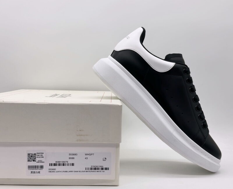 Giày McQueen Đen gót Trắng Like Auth