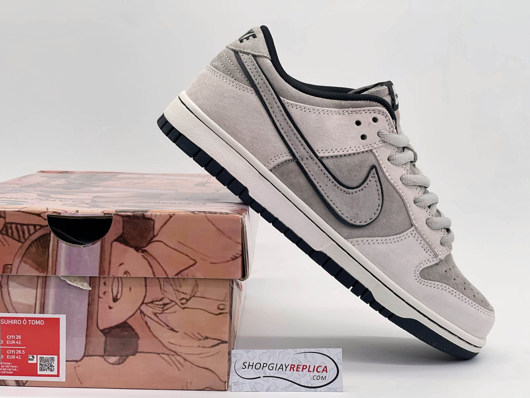 Giày Nike SB Dunk Low x Otomo Katsuhiro “Steamboy OST” White Black Like Auth