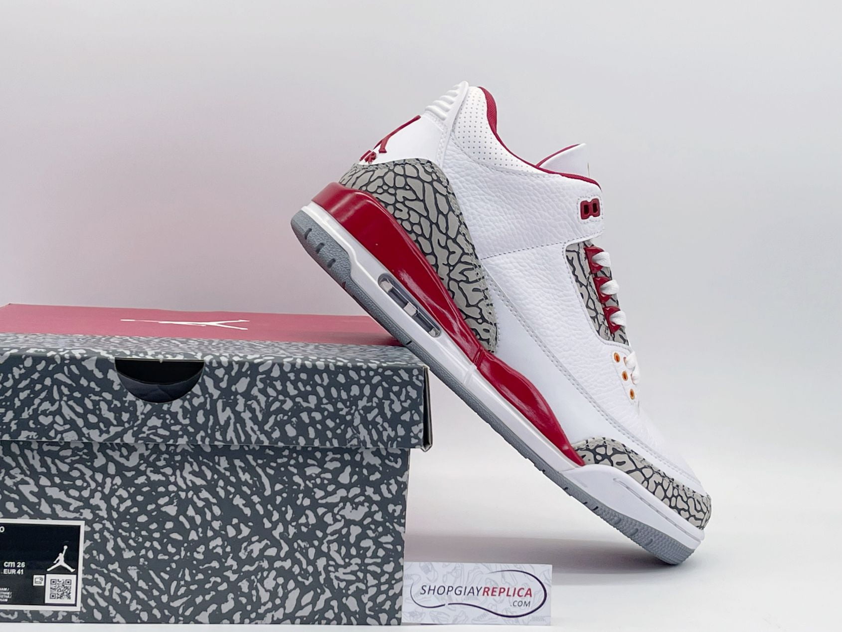 Giày Nike Air Jordan 3 Retro ‘Cardinal Red’ đỏ trắng
