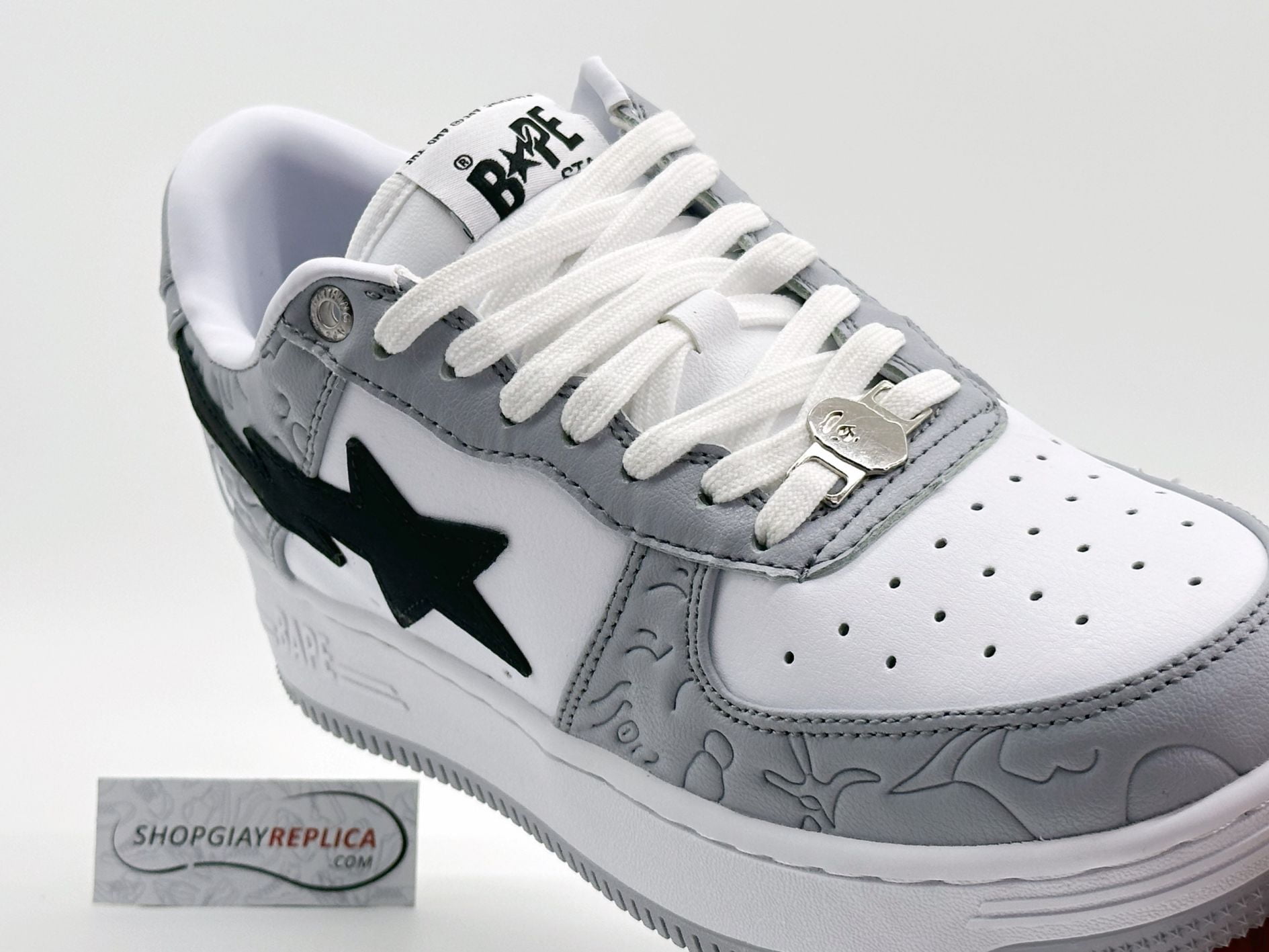 Giày A Bathing Ape Bape Sta Low Grey Black Rep 1:1