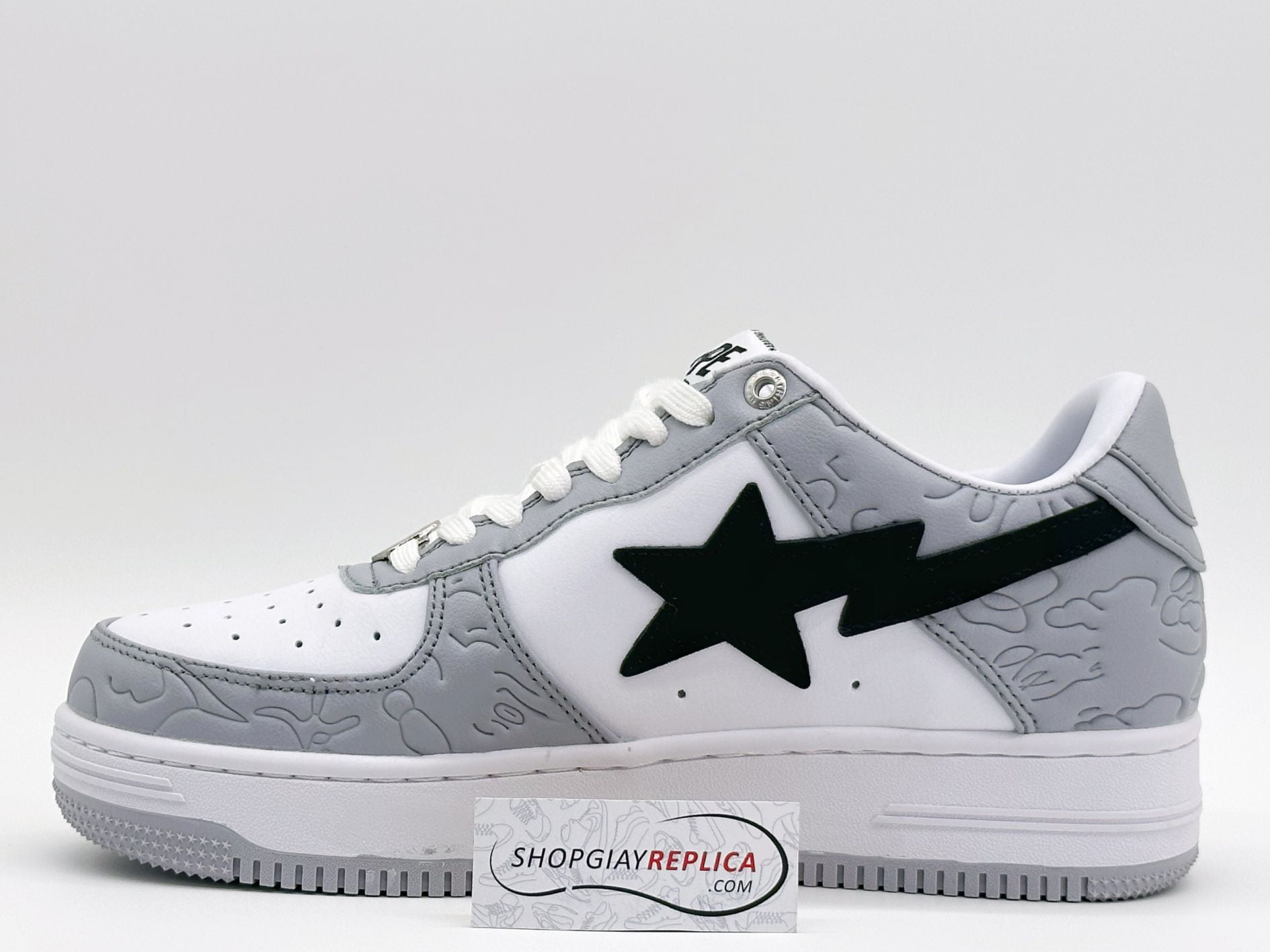 Giày A Bathing Ape Bape Sta Low Grey Black Rep 1:1