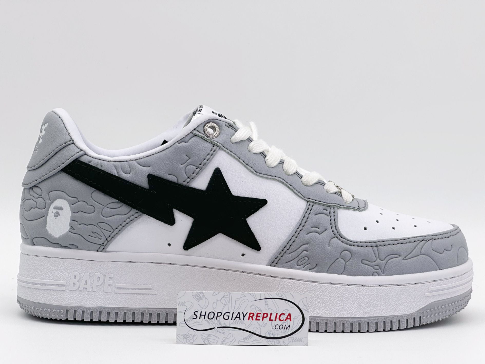 Giày A Bathing Ape Bape Sta Low Grey Black Rep 1:1