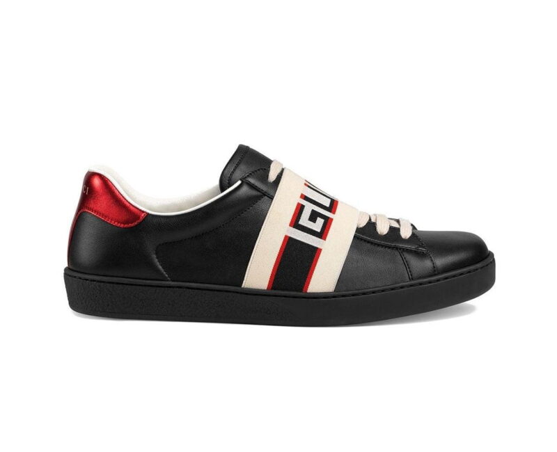 Giày Gucci Ace Stripe Leather 'Black' Like Auth