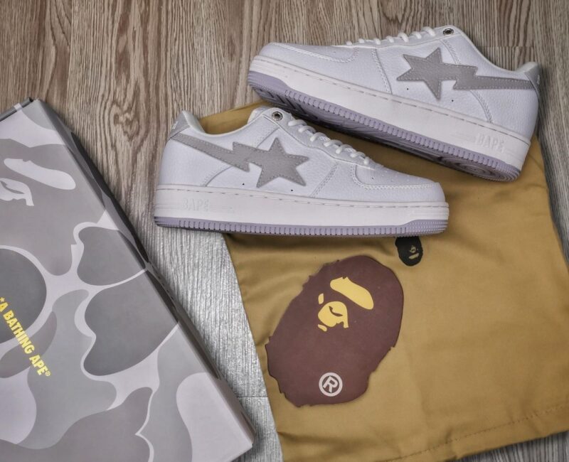 Giày A Bathing Ape Bape Sta X Jjjjound White Grey Like Auth