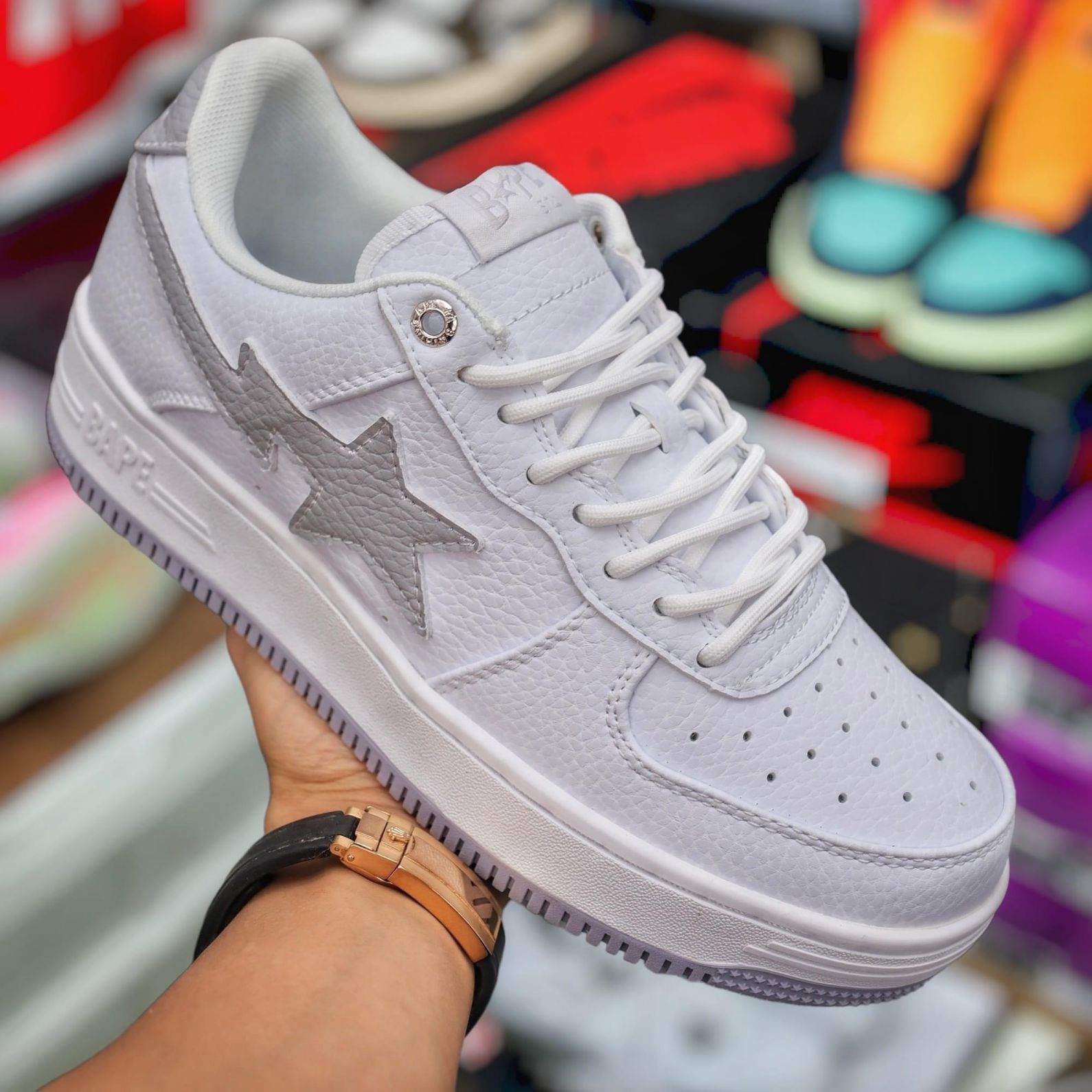 Giày A Bathing Ape Bape Sta X Jjjjound White Grey Like Auth