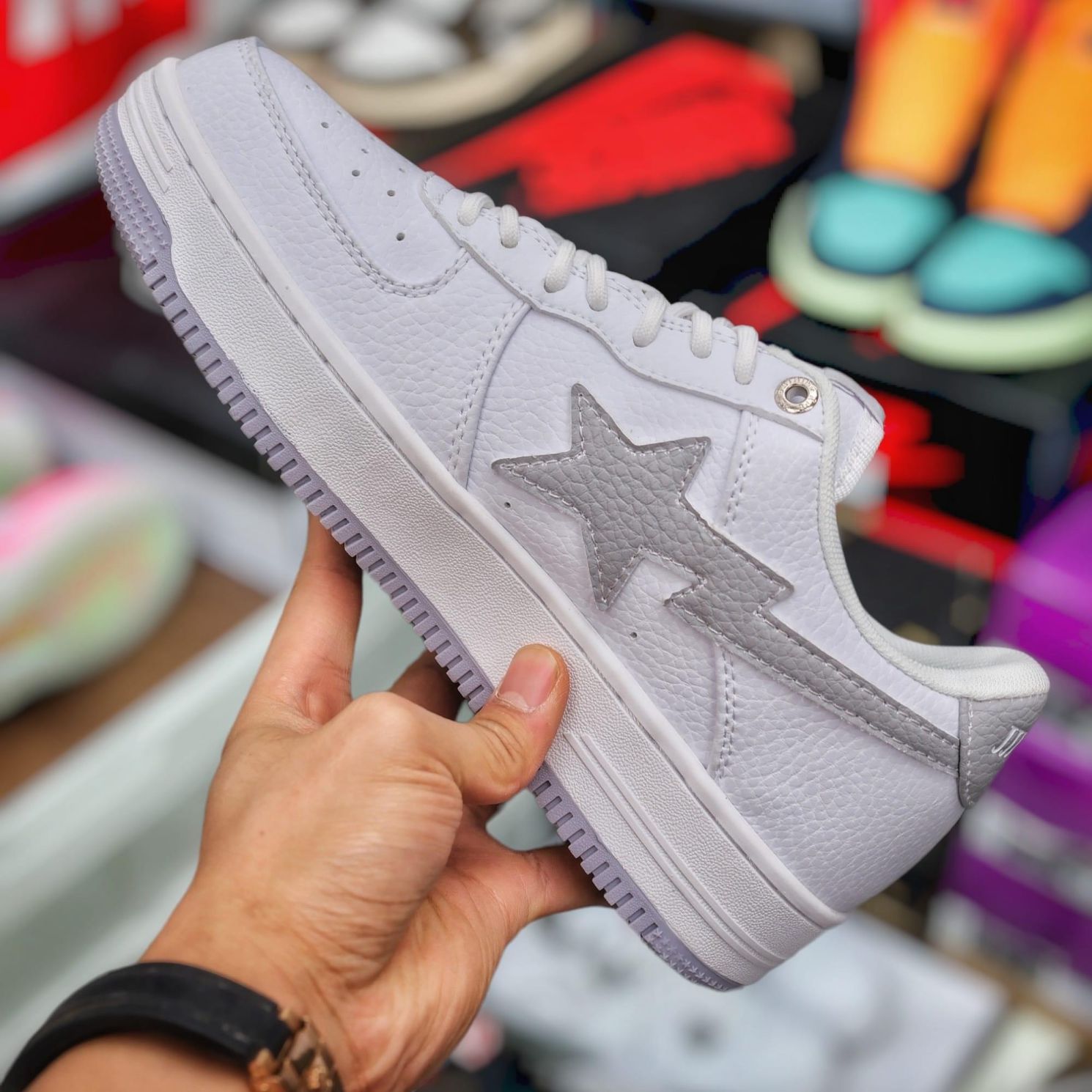 Giày A Bathing Ape Bape Sta X Jjjjound White Grey Like Auth