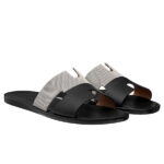 Dép Hermes Nam vải Canvas Bicolor Trắng Đen siêu cấp