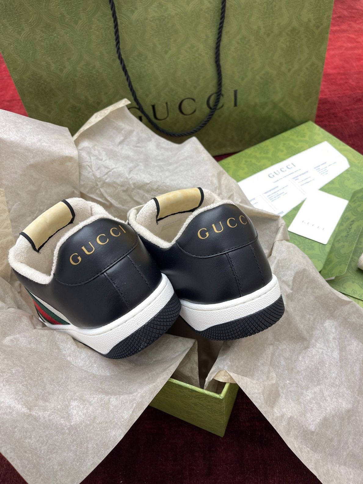 Giày Gucci Screener Black White Leather Like Auth