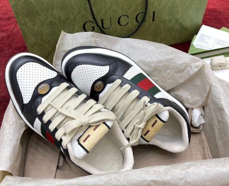 Giày Gucci Screener Black White Leather Like Auth