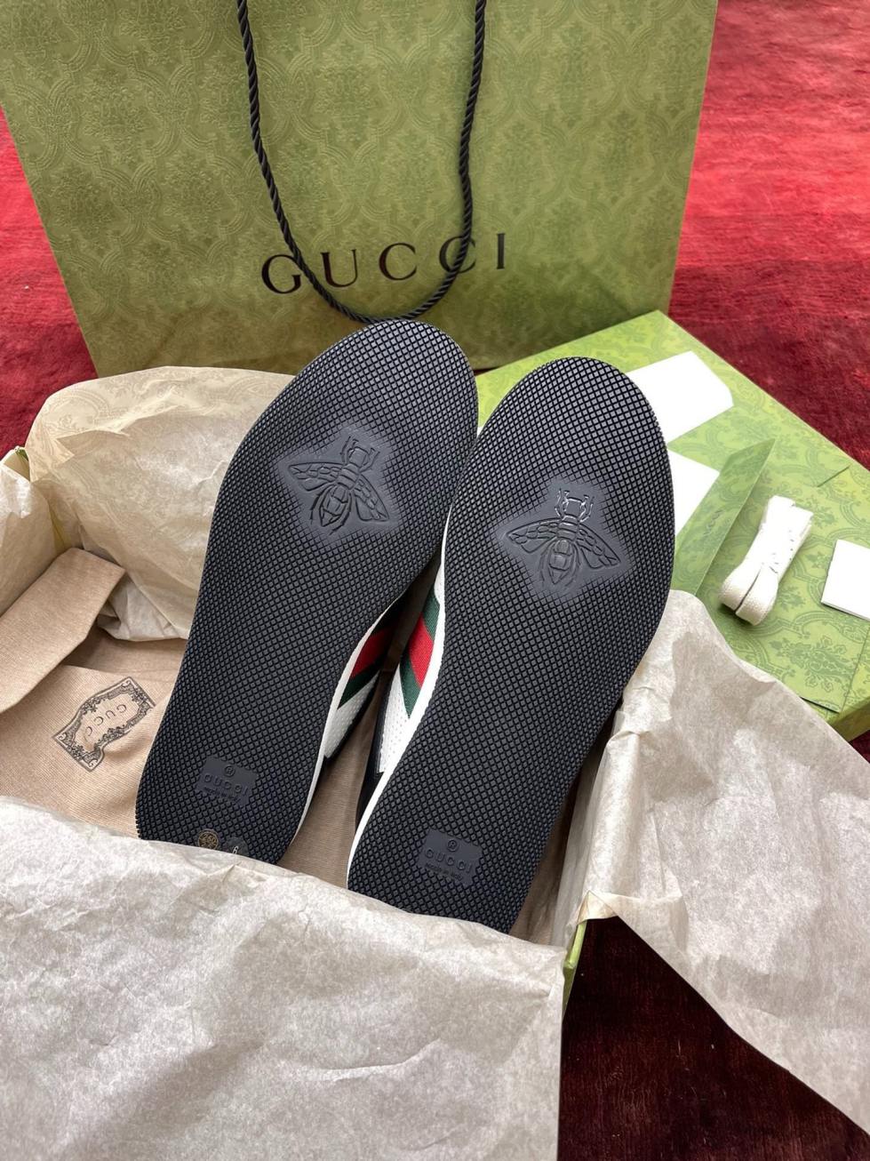 Giày Gucci Screener Black White Leather Like Auth