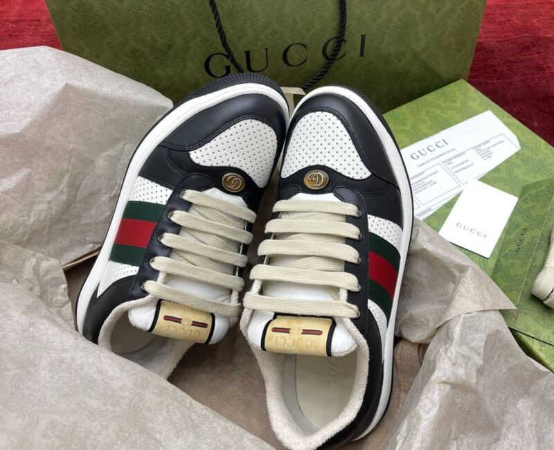 Giày Gucci Screener Black White Leather Like Auth