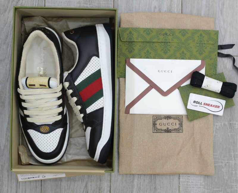 Giày Gucci Screener Black White Leather Best Quality