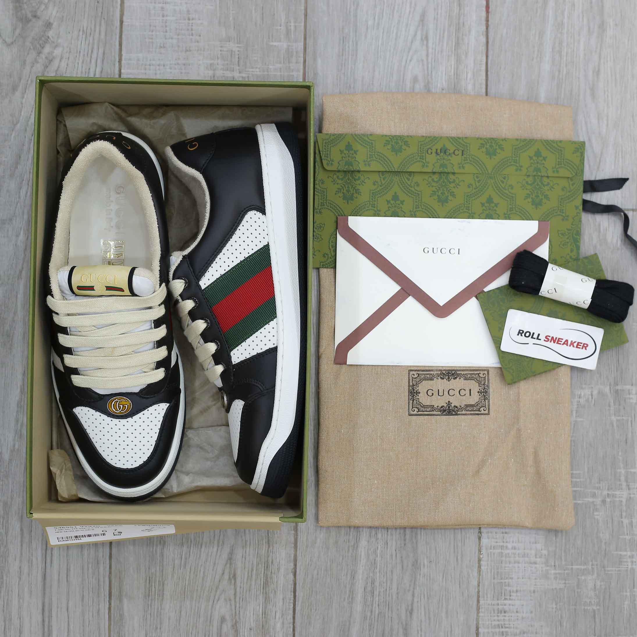 Giày Gucci Screener Black White Leather Best Quality