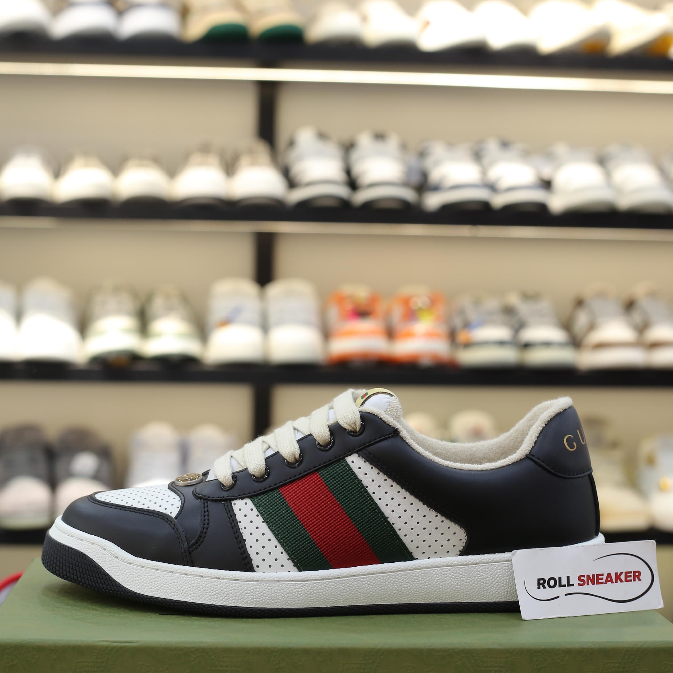 Giày Gucci Screener Black White Leather Best Quality