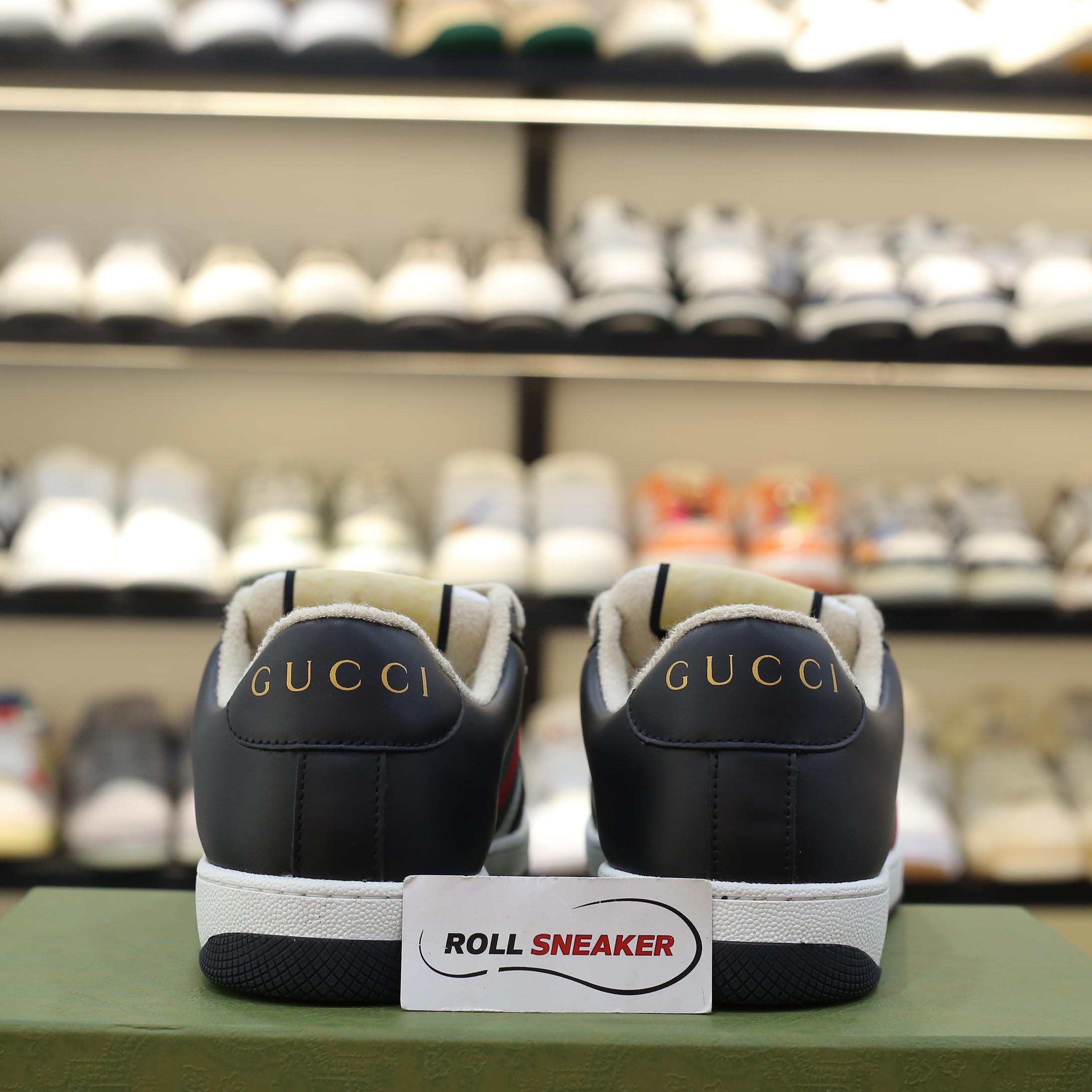 Giày Gucci Screener Black White Leather Best Quality