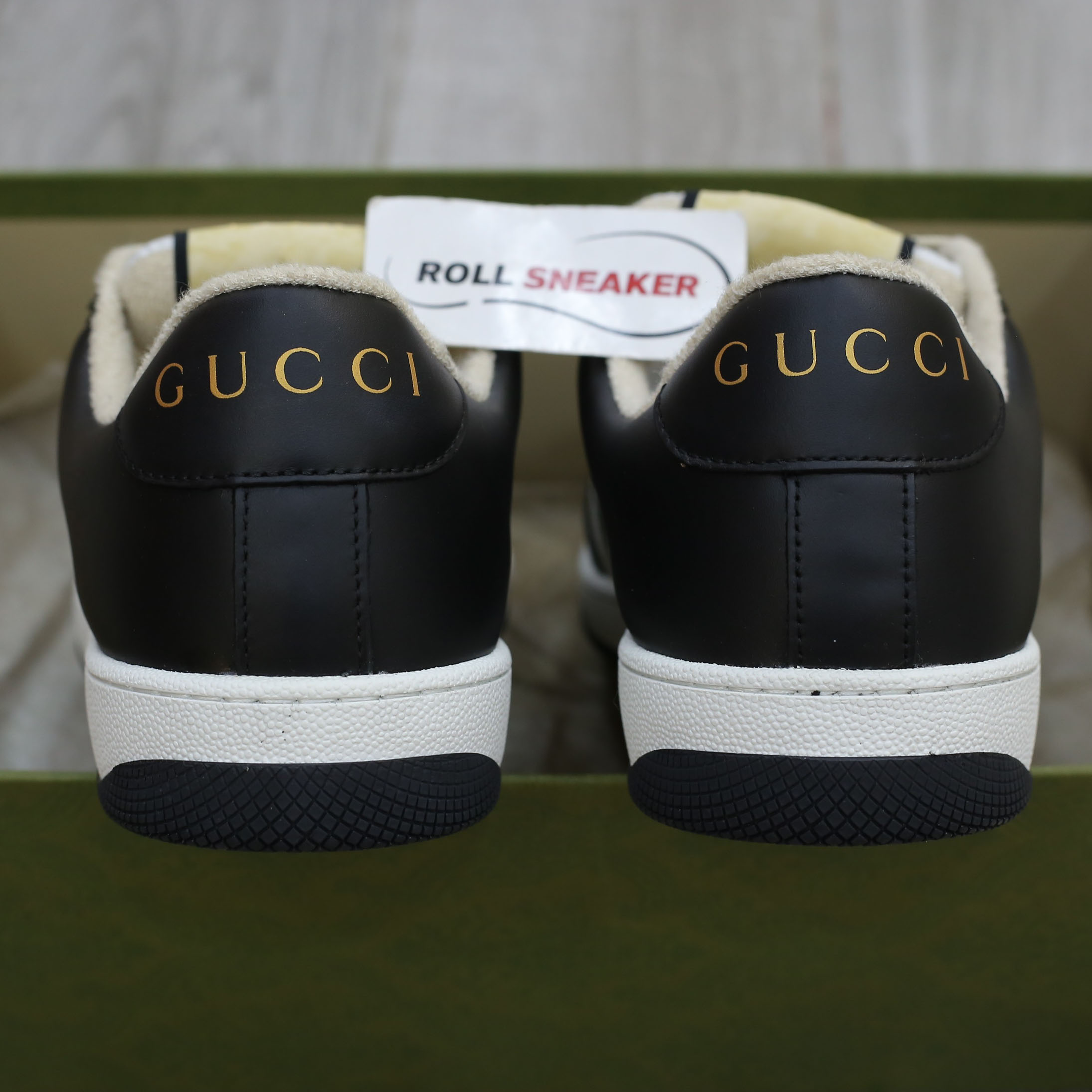 Giày Gucci Screener Black White Leather Best Quality