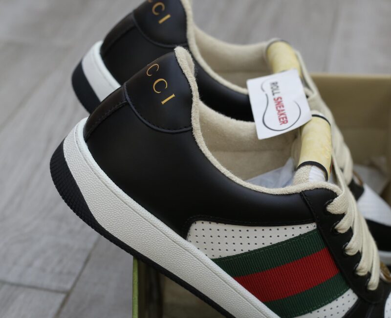Giày Gucci Screener Black White Leather Best Quality