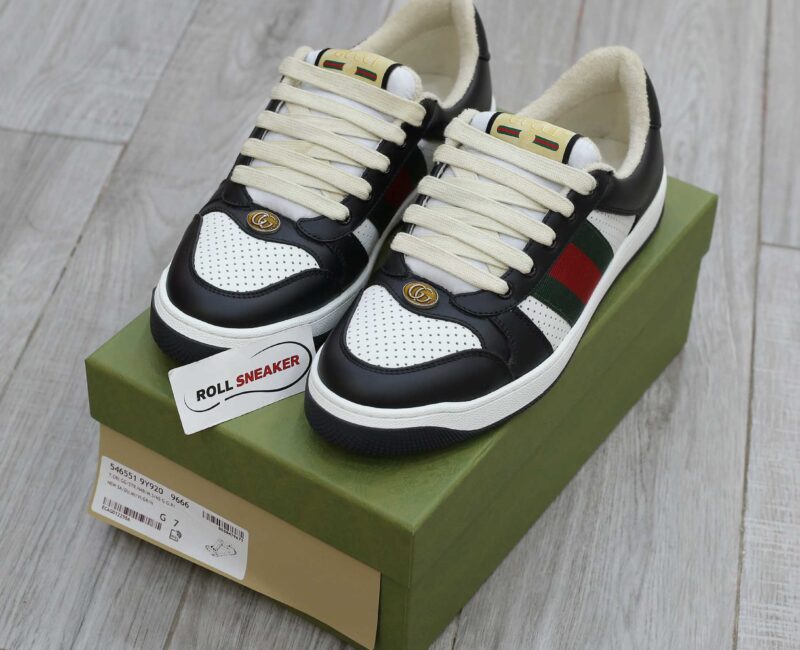 Giày Gucci Screener Black White Leather Best Quality