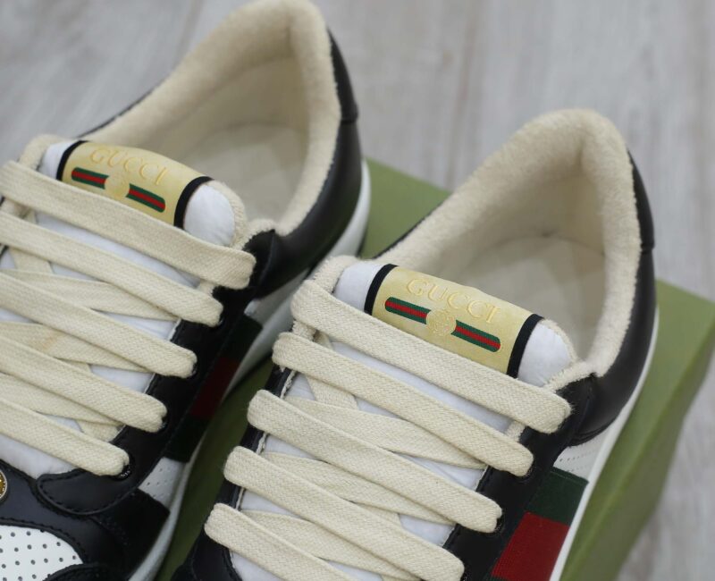 Giày Gucci Screener Black White Leather Best Quality
