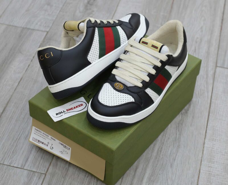 Giày Gucci Screener Black White Leather Best Quality