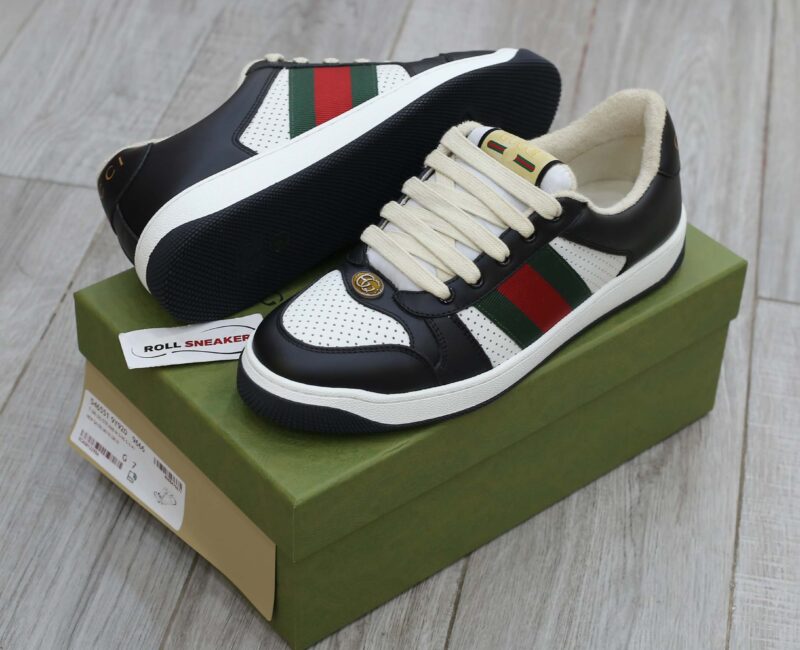 Giày Gucci Screener Black White Leather Best Quality