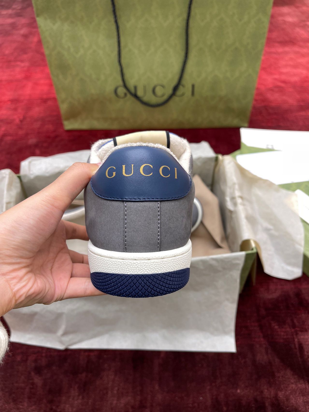 Giày Gucci GG Screener Grey Xám Da Lộn Suede Like Auth
