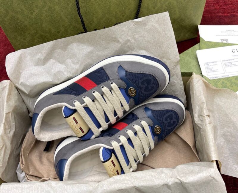 Giày Gucci GG Screener Grey Xám Da Lộn Suede Like Auth