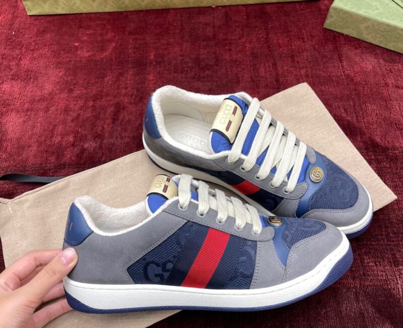 Giày Gucci GG Screener Grey Xám Da Lộn Suede Like Auth