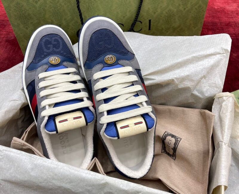 Giày Gucci GG Screener Grey Xám Da Lộn Suede Like Auth