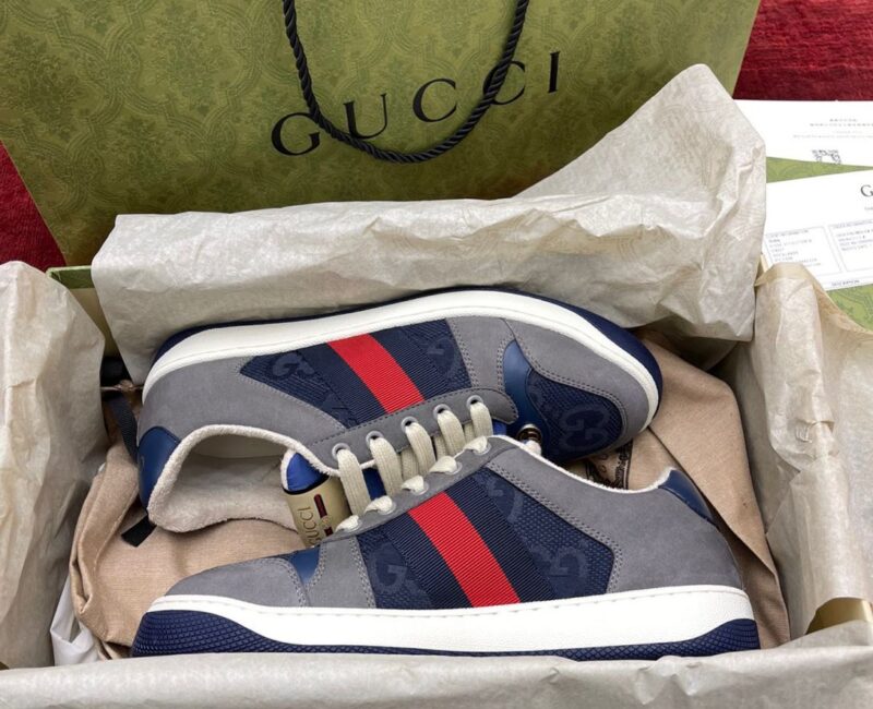 Giày Gucci GG Screener Grey Xám Da Lộn Suede Like Auth