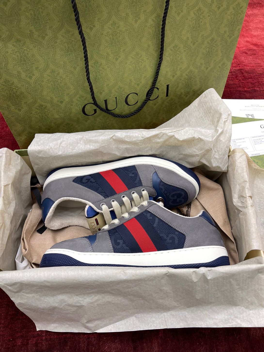 Giày Gucci GG Screener Grey Xám Da Lộn Suede Like Auth