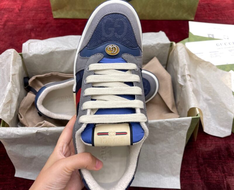 Giày Gucci GG Screener Grey Xám Da Lộn Suede Like Auth