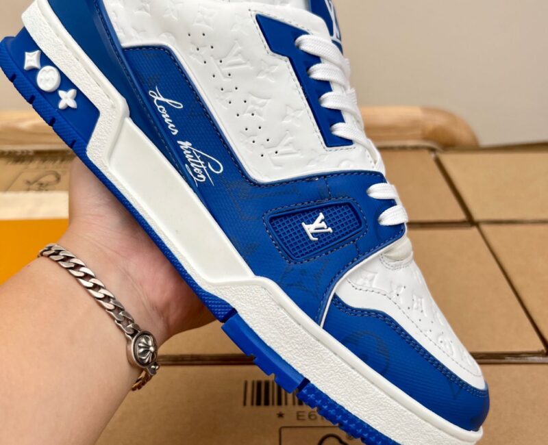 Giày Louis Vuitton Lv Trainer #54 Signature Blue White Like Auth