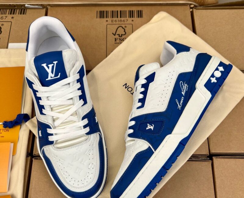 Giày Louis Vuitton Lv Trainer #54 Signature Blue White Like Auth