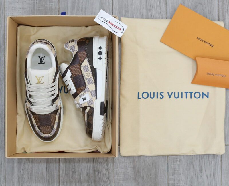 Giày Louis Vuitton LV Trainer #54 Damier Ebene Multi Like Auth