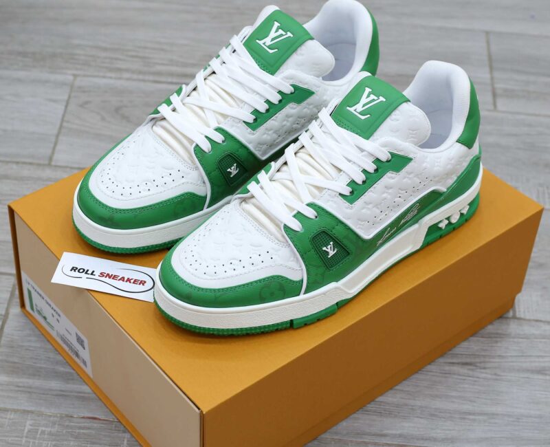 Giày Louis Vuitton Lv Trainer #54 Signature Green White Like Auth