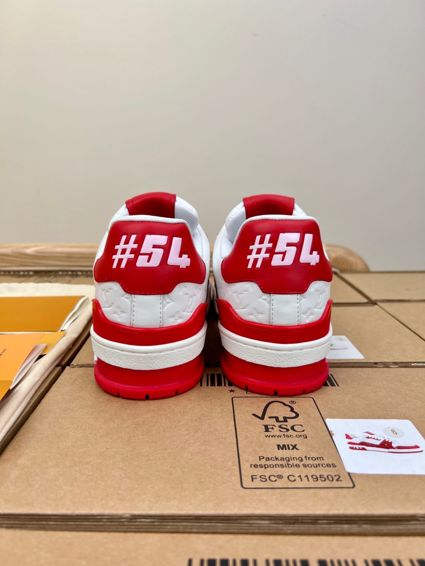 Giày Louis Vuitton Lv Trainer #54 Signature Red Like Auth