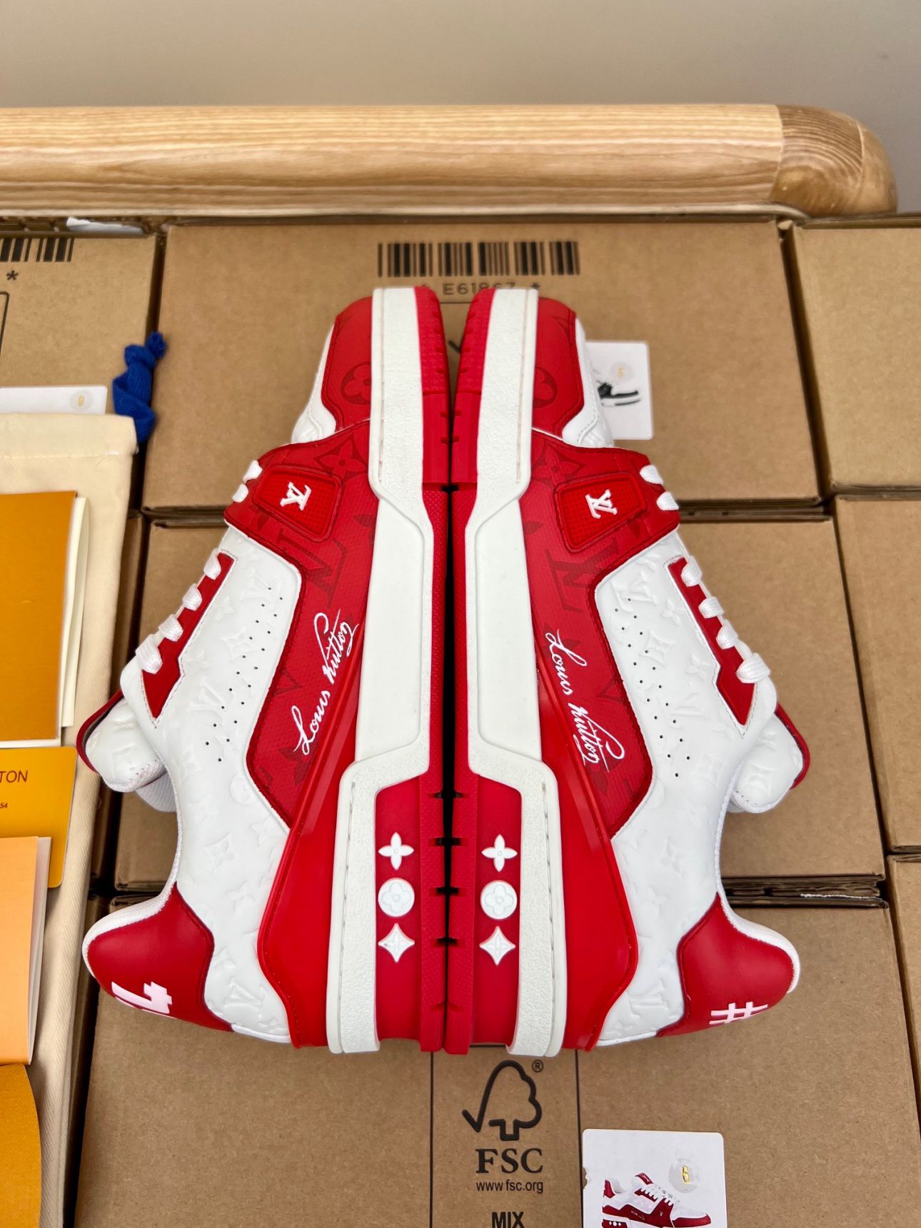 Giày Louis Vuitton Lv Trainer #54 Signature Red Đỏ Like Auth