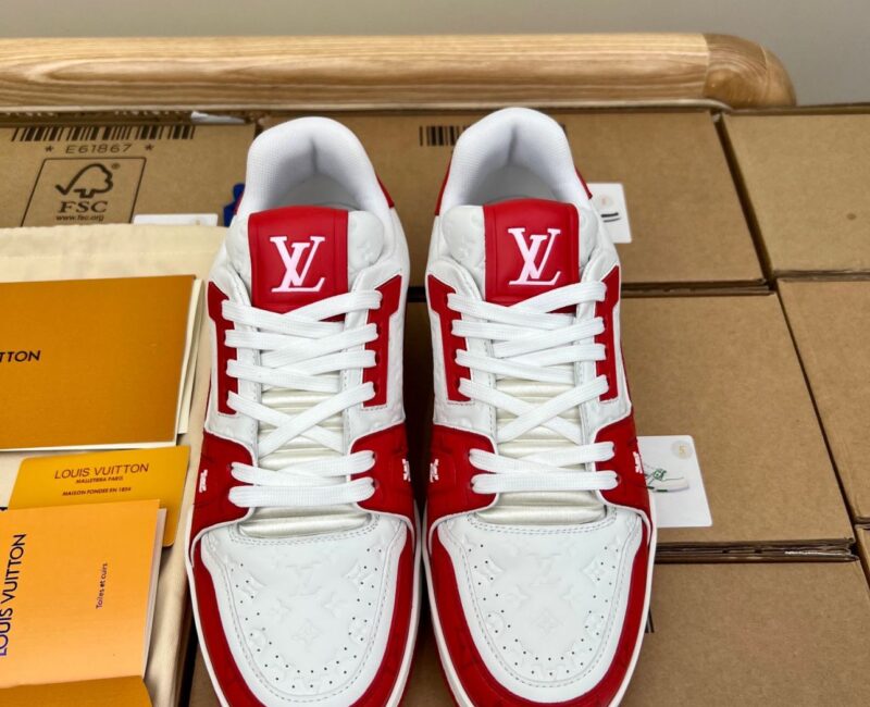 Giày Louis Vuitton Lv Trainer #54 Signature Red Like Auth